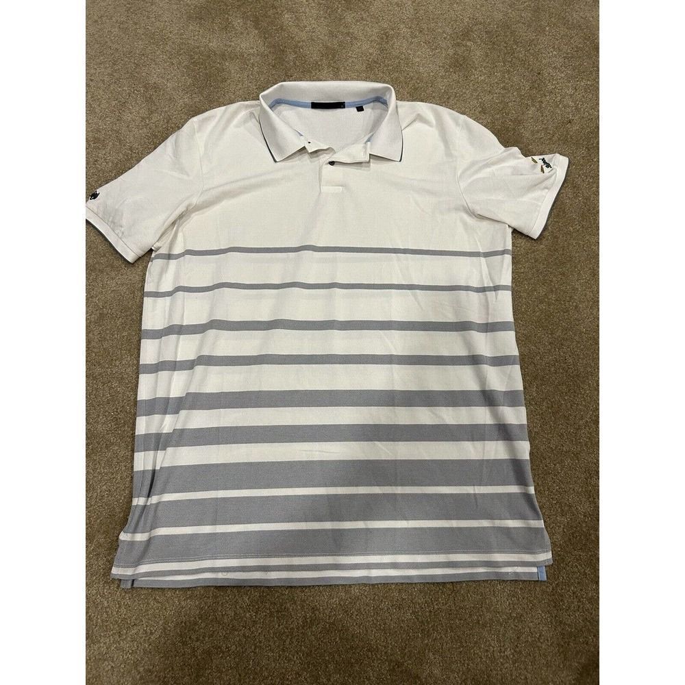 Greyson White/ Grey Stripes Baltusrol Performance Mens Golf Polo Size XLarge